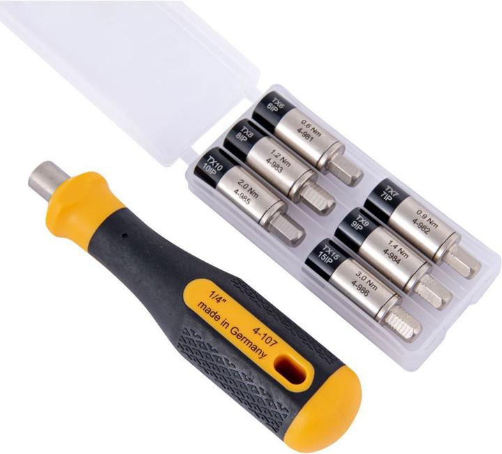 Bernstein Torque adapter set 7-pcs 0.6-3.0Nm for 1/4 inch inner+/outer socket (+handle) (0.60 - 3 Nm)