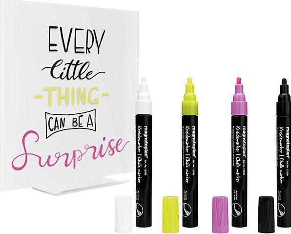 Actual product image Magnetoplan Chalk marker, assorted colours, black, white, yellow, pink, pack of 16. (16 x)