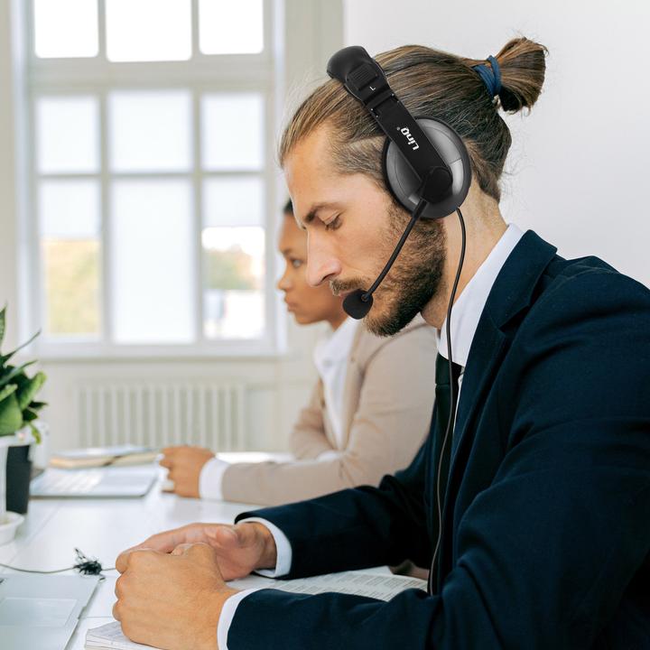Actual product image LinQ U860 USB headset with flexible microphone (Cable)