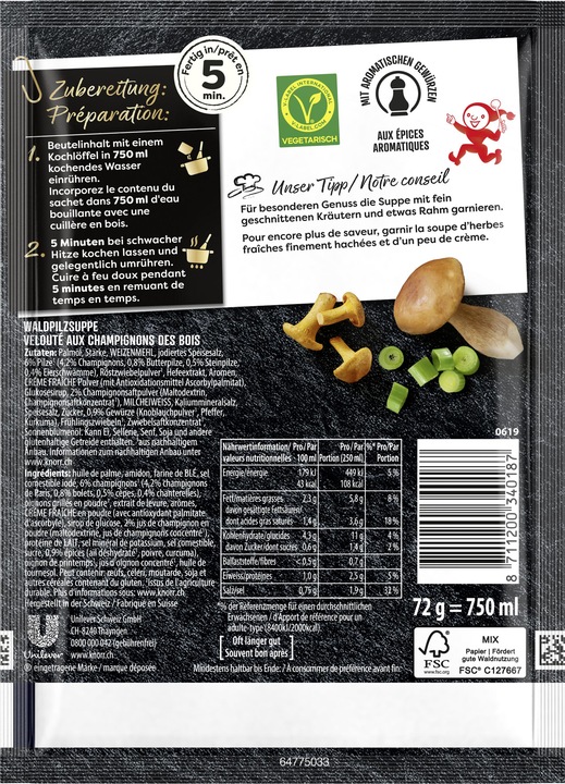 Image du produit Knorr Suprême Soupe de champignons des bois sachet avec champignons, cèpes, chanterelles & crème fraîche