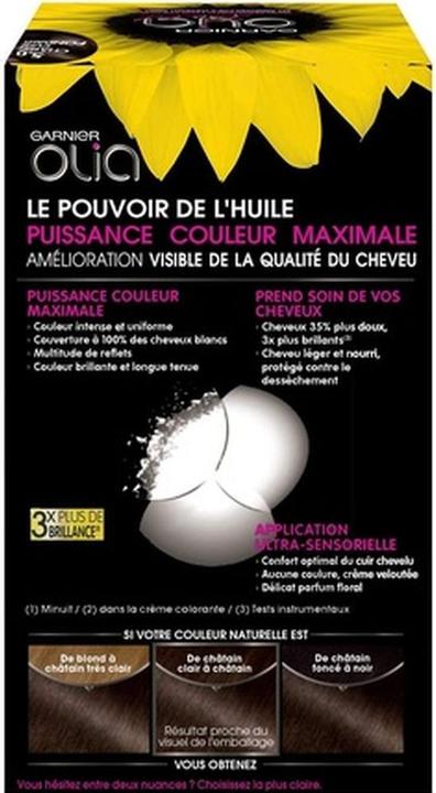 Actual product image Garnier Olia Ammonia-free Oil-based Chestnut Hair Dye Châtain Clair Fondant 1 Count (Chestnut Clair Fondant)