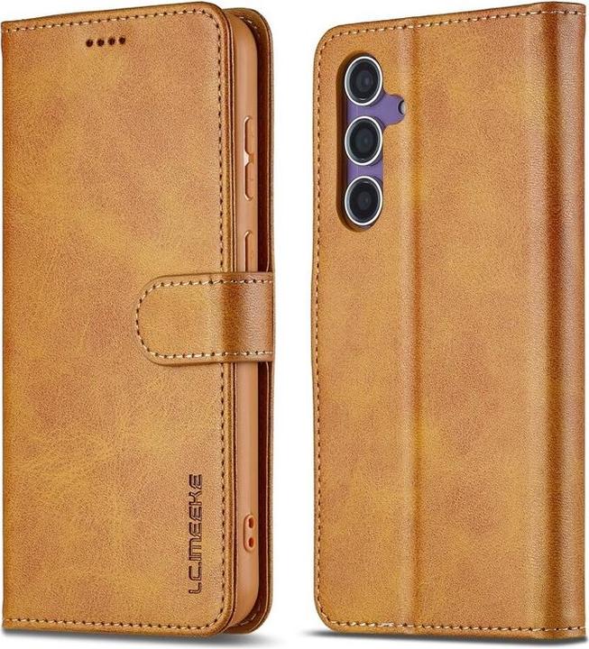 Produktbild LC.Imeeke Samsung Galaxy A37 - Wallet Etui mit 3 Kartenfächern & Magnetverschluss, hellbraun/orange (Samsung Galaxy A37)