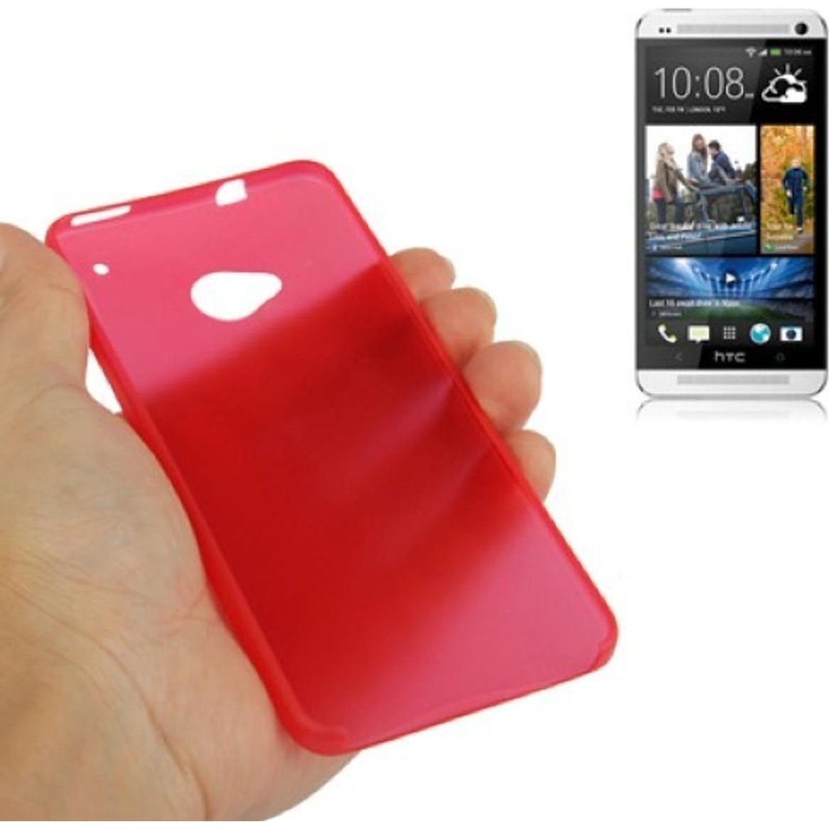 König Design Schutzhülle Case Ultra Dünn 0,3mm für Handy HTC One M7 Rot Transparent (HTC One M7), Smartphone Hülle, Rot