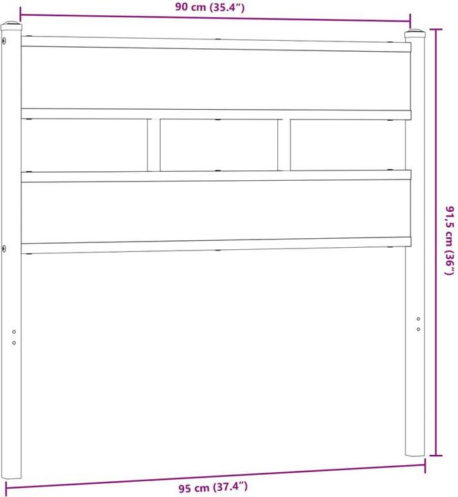 Produktbild vidaXL Kopfteil Bettkopfteil Betthaupt Räuchereiche 90cm Eisen Holzwerkstoff