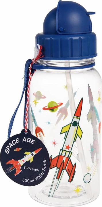 Rex London Children's Water Bottle with straw 500 ML - Space Age clear (0.50 l)