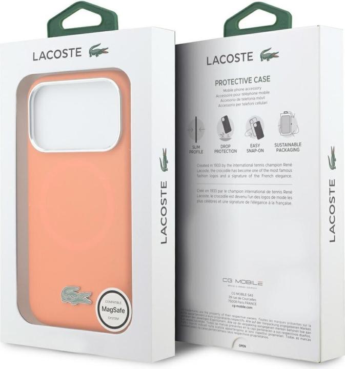 Actual product image Lacoste 17 Pro Back-Cover hul - MagSafe - Metal Edges And Logo - Orange (Apple iPhone 17 Pro)