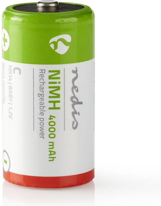 Image du produit Nedis Batterie rechargeable NI-MH C 1.2 V DC 4000 mAh préchargée 2 blisters HR14 Vert/Rouge (2 pcs, C, 4000 mAh)