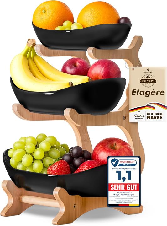 Vaneja Obst Etagere 3-stöckig mit Bambusständer