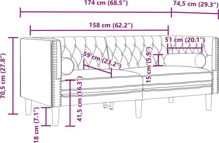 Nährwerte und Zutaten VidaXL Lolia (3-Sitzer)