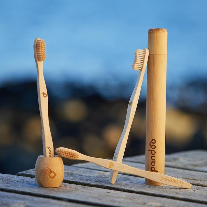 Image du produit Pandoo Brosses à dents en bambou (Moyen, 4 x)