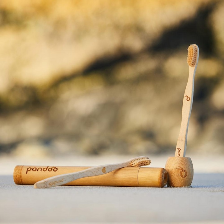 Image du produit Pandoo Brosses à dents en bambou (Moyen, 4 x)