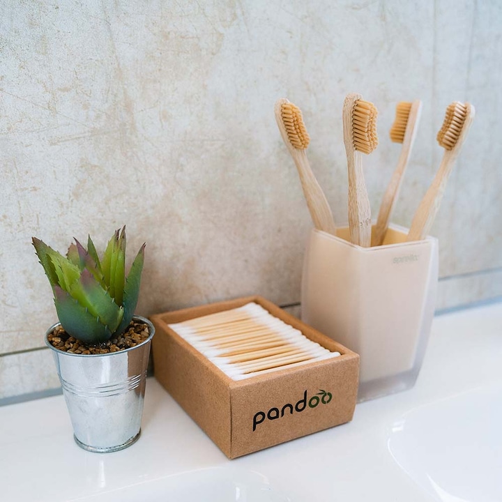 Image du produit Pandoo Brosses à dents en bambou (Moyen, 4 x)