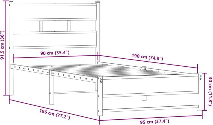 Produktbild vidaXL Bettgestell (90 x 190 cm)