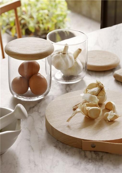Actual product image LSA Dine tin & lid oak Ø12.5cm H14cm