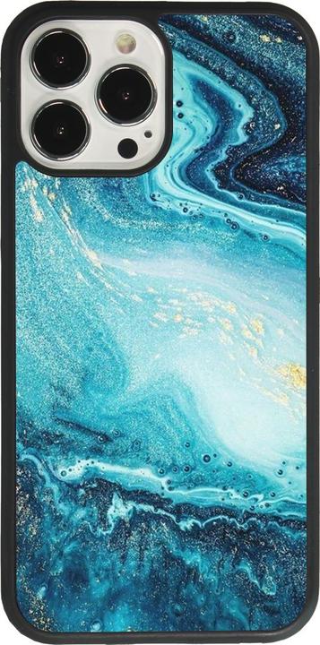 Actual product image PhoneLook Coque Silicone rigide noir Sea Foam Blue (Apple iPhone 13 Pro Max)