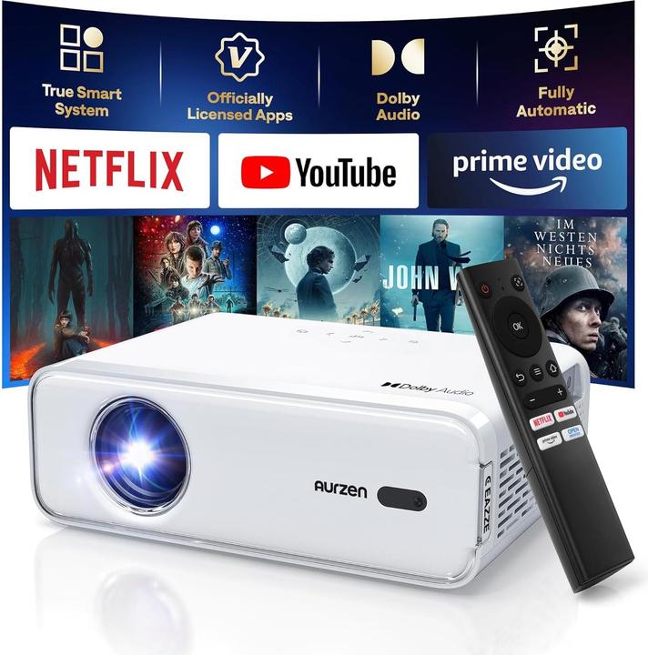 Aurzen Eazze D1 Heimkino Beamer mit 4K Unterstützung (4K)