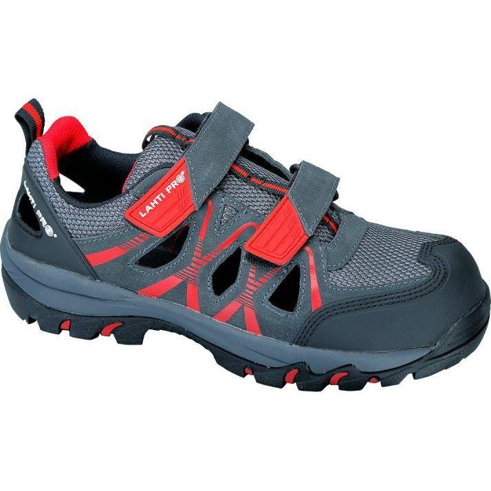 Lahti Pro, Sicherheitsschuhe, Suede / knitted sandals. gray red, s1 sra, "42", ce, lhti (S1, 42)