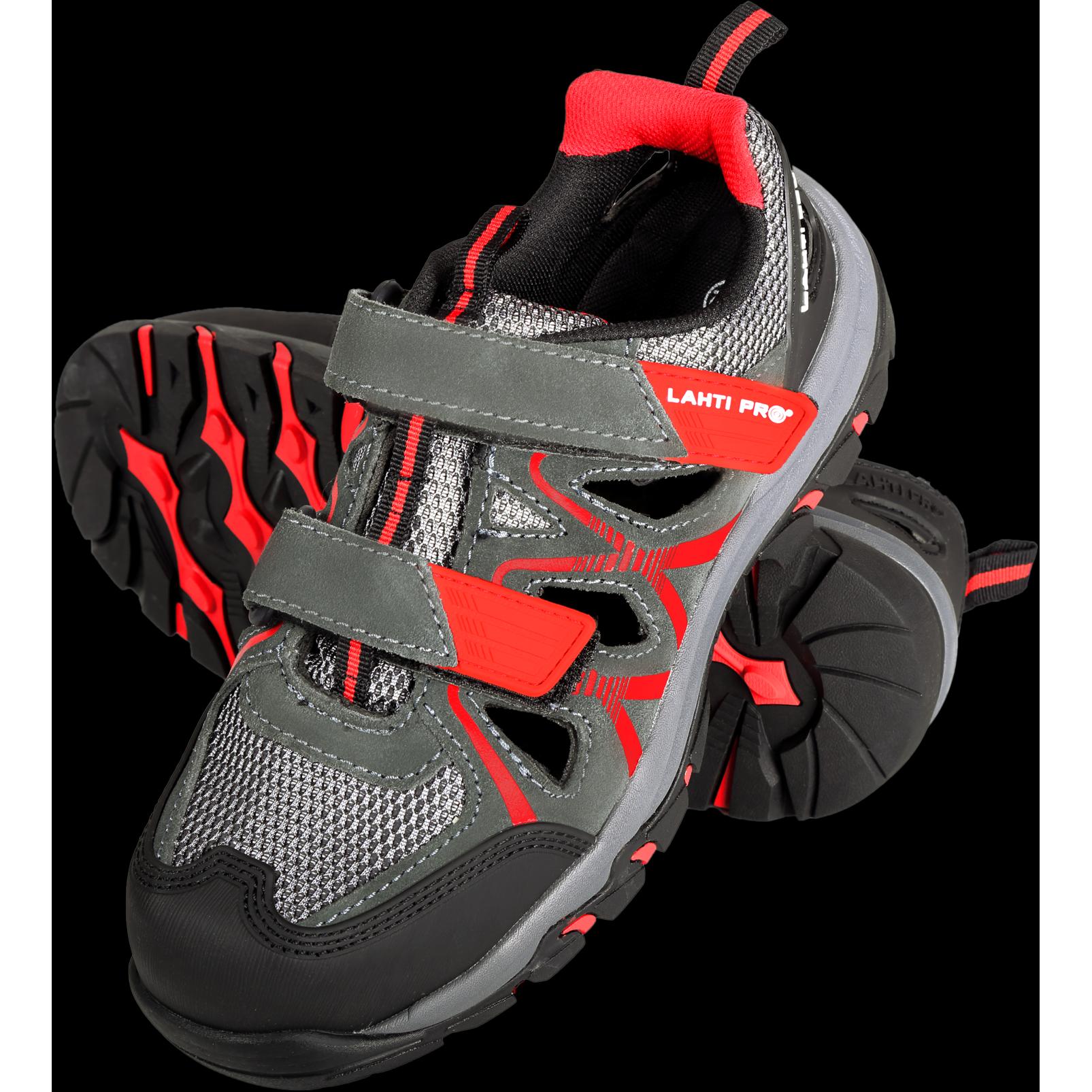 Thumbnail - Lahti Pro, Sicherheitsschuhe, Suede / knitted sandals. gray red, s1 sra, "47", ce, lahti (S1, 47)