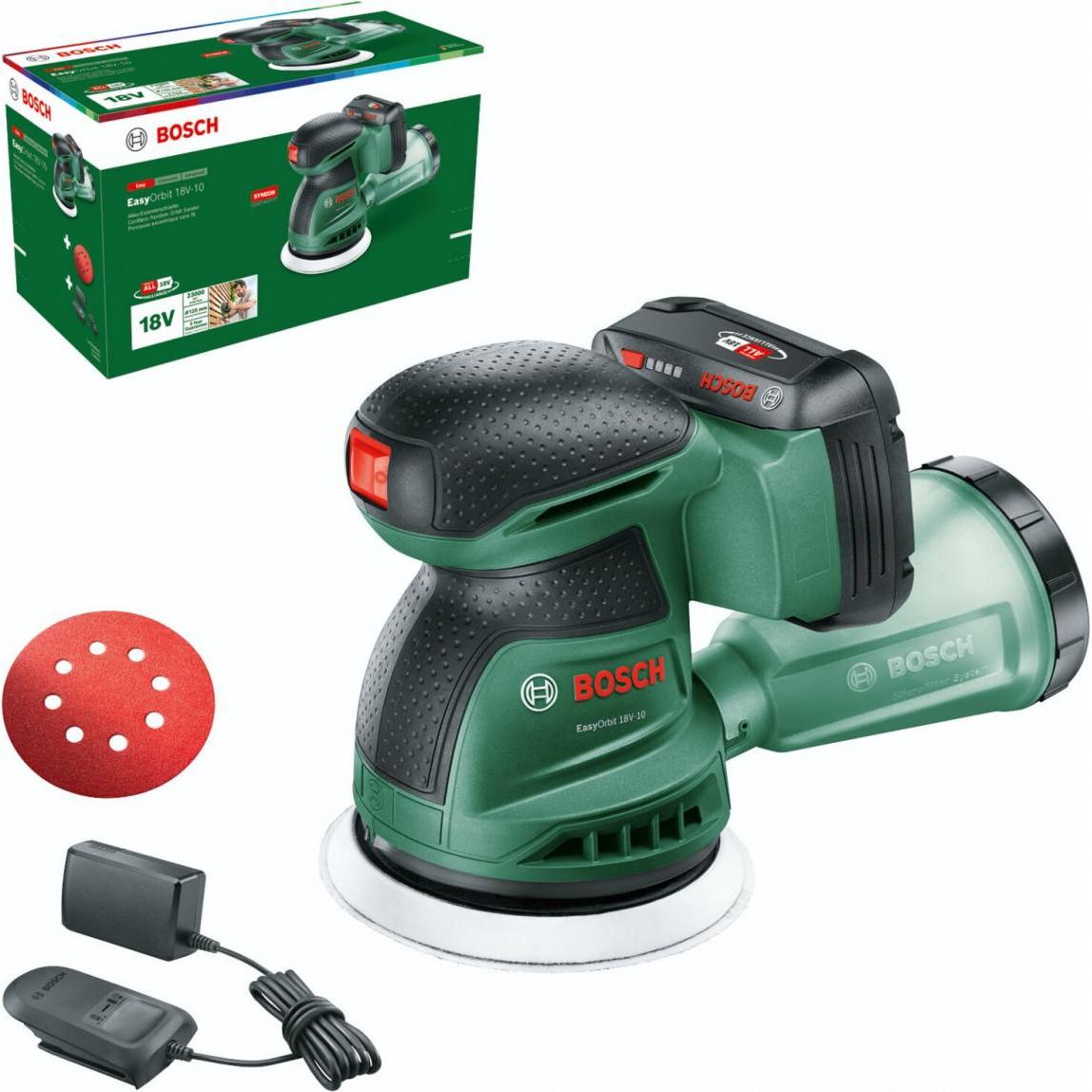 Bosch Home & Garden, Schleifmaschine + Poliermaschine, Bosch Exzenterschleifer EasyOrbit 18V-10, 1x2,0Ah (Exzenterschlei...