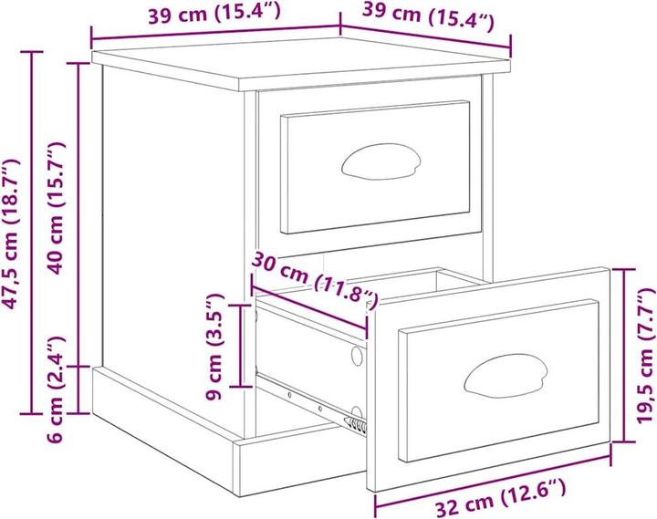 Produktbild vidaXL Nachttisch (39 x 39 x 47.5 cm)