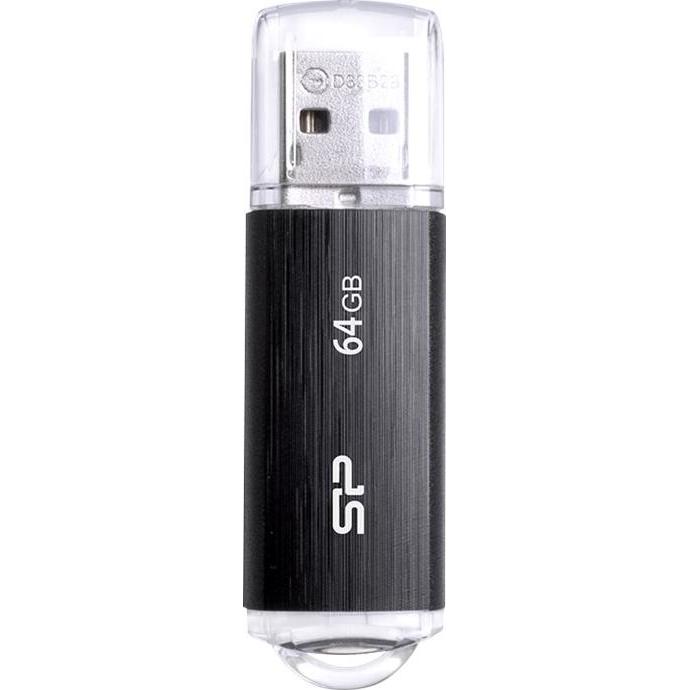 Silicon Power Chiavetta USB 64GB USB2.0 U02 plastica nera (64 GB, USB-A), Chiavetta USB, Nero
