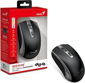Produktbild Genius ECO-8150 schwarz-grau / Optische Funkmaus / 1200 dpi / Copilot / 4 Tasten / wiederaufladbar (Kabellos)