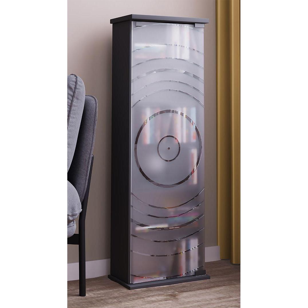 VCM, Vitrine + Buffetschrank, Holz CD DVD Stand Regal Glastür Tilano M (92 x 31 x 18 cm)