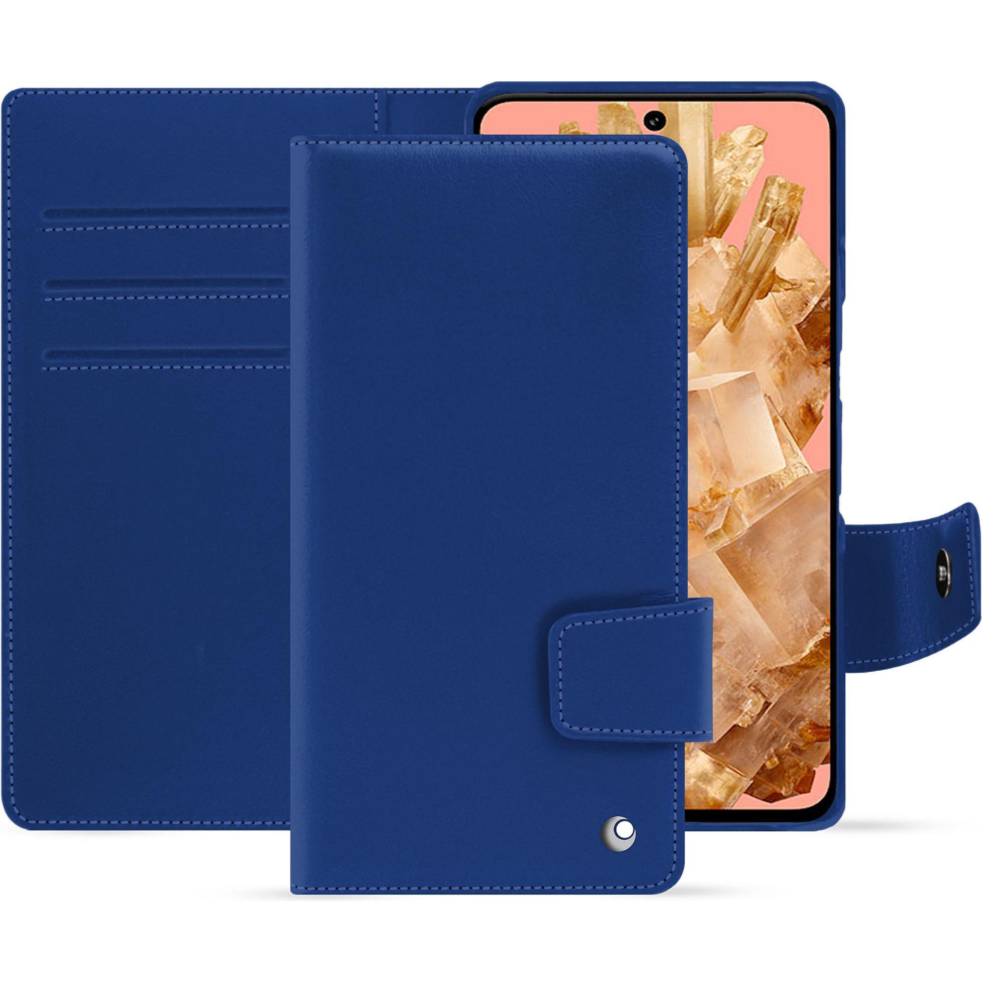 Noreve Lederschutzhülle Google Pixel 8 (Google Pixel 8), Smartphone Hülle, Blau