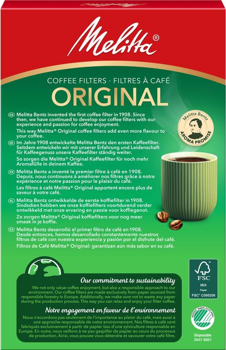 Actual product image Melitta Original 1x4, Basket, Disposable coffee filter, Paper, 80 pc(s)