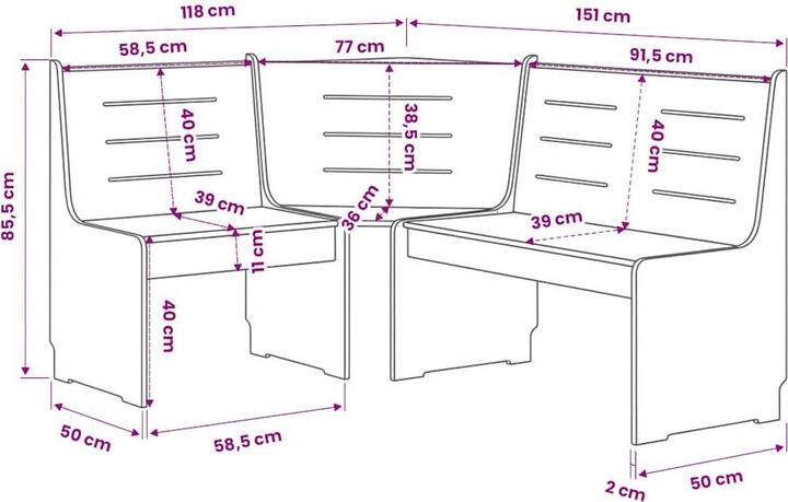 Image du produit vidaXL Eckbank (151 cm)