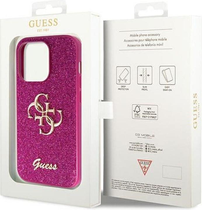 Immagine prodotto Guess GUHCP15LHG4SGU Custodia rigida per iPhone 15 Pro 6.1" viola/viola Glitter Script Big 4G (Apple iPhone 15 Pro)