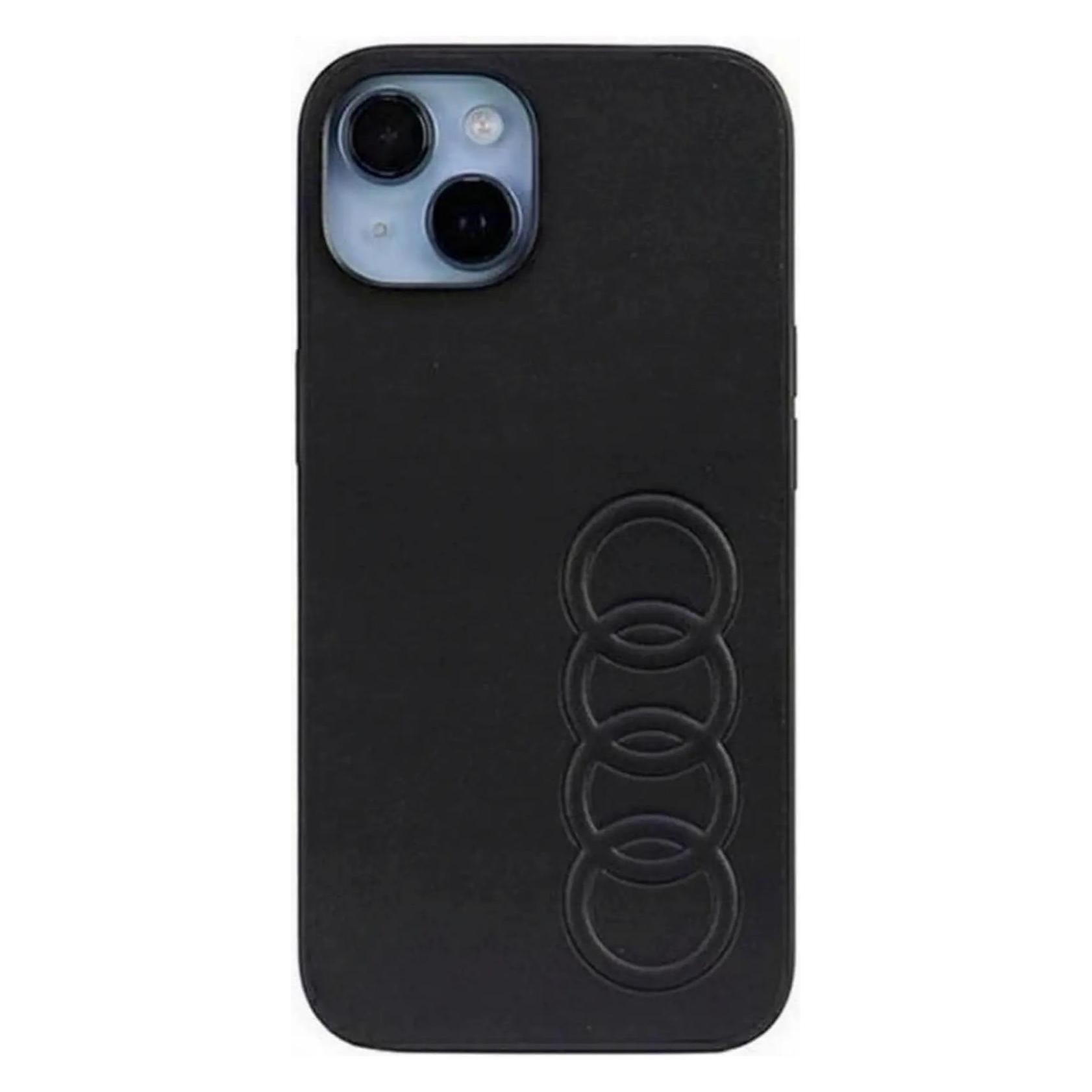 Audi Synthetic Leather IPhone 14 6.1" Czarny/black Hardcase Au-TPUPCIP14-Tt/D1-Bk (Apple IPhone 14), Smartphone Hülle, Schwarz