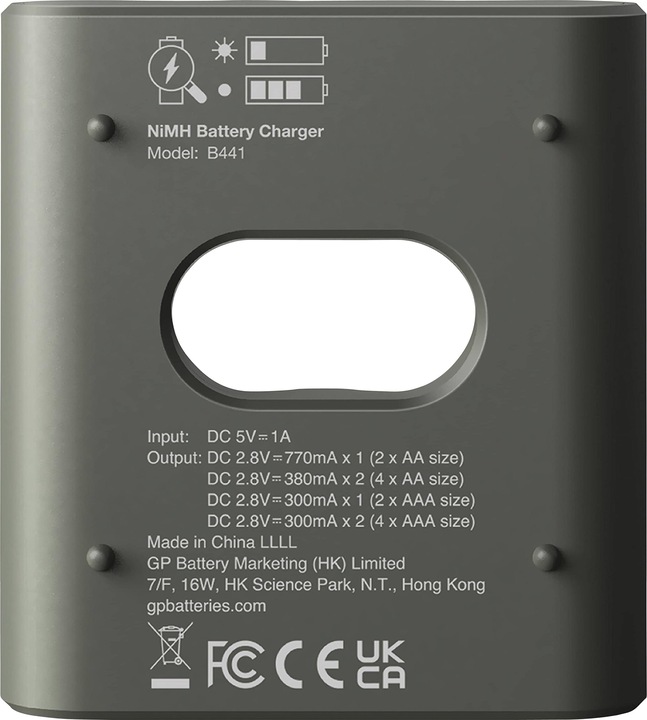 Actual product image GP Batteries Battery Recharger (1 pcs., AAA, AA, 850 mAh, Battery + charger)
