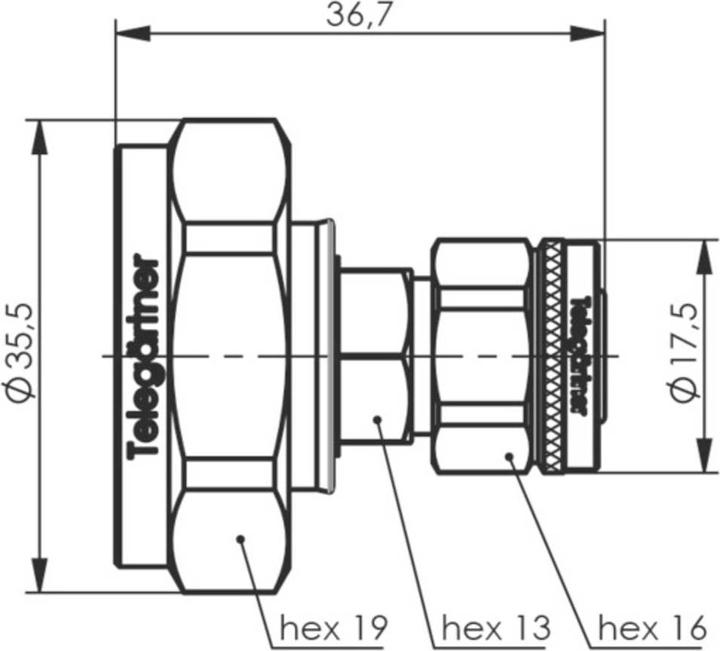 Immagine prodotto Telegärtner Adattatore da 7-16 a 2,2-5 Vite, Sti-Sti