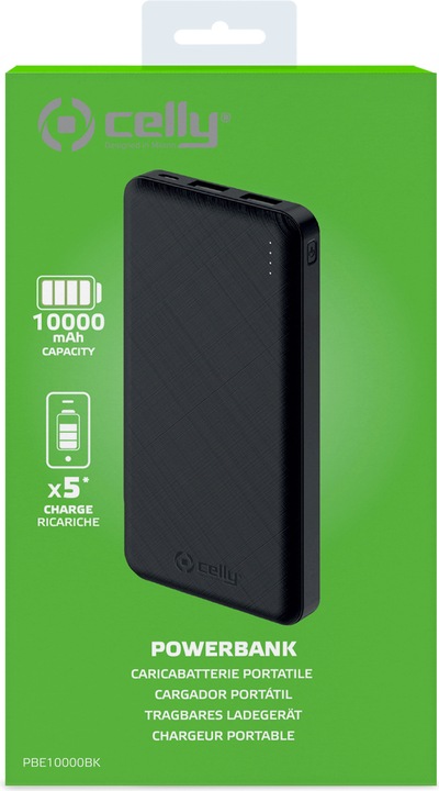 Immagine prodotto Celly Powerbank 10'000mAh nero (10000 mAh, 37 Wh)