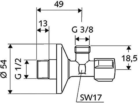 Productafbeelding Schell Hoekafsluiter, 1/2 " x 3/4 "