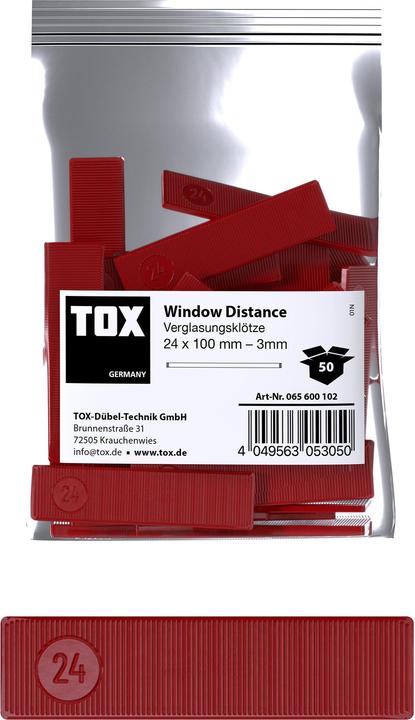 Tox Verglasungsklötze 24x100 mm Window Distance 3 mm (50 Stk.) (50 Stk.)