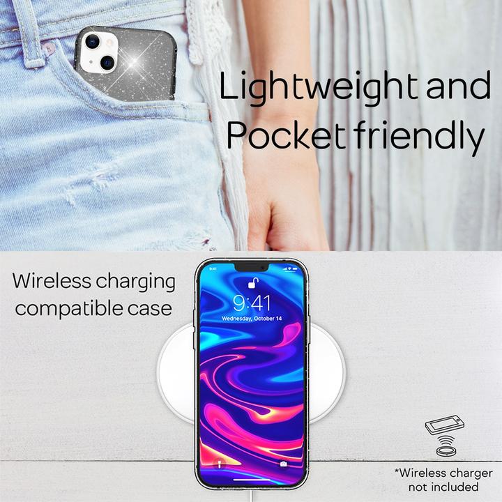 Actual product image Nalia Clear glitter silicone cover (Apple iPhone 13)