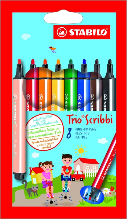 Produktbild STABILO Trio Scribbi Gefederter Dreikant-Filzstift (Mehrfarbig, 8 x)