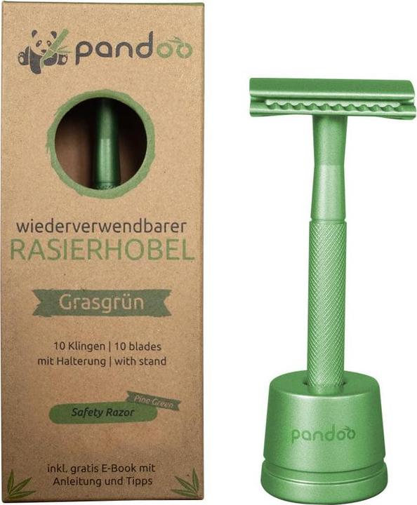Produktbild Pandoo Rasierhobel Metall grün inklusiv 10 Klingen & E-Book
