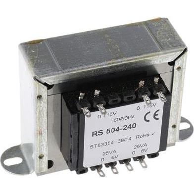 Rs Pro Transformator 50VA 2x6V Chassismontage, Transformator