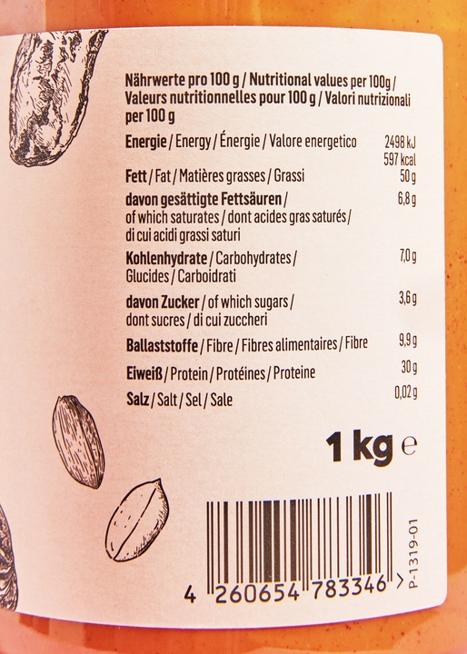 Nutritional values and ingredients KoRo Peanut butter (1000 g)