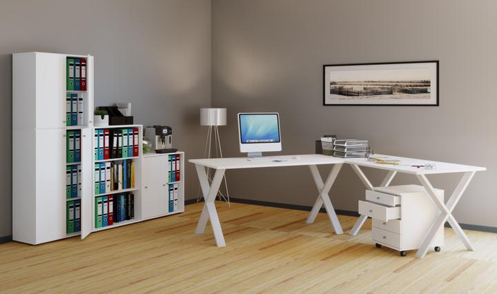 Produktbild VCM Büromöbel Eckschreibtisch Lona 80 X Alu Weiss (220 x 160 x 80 cm)
