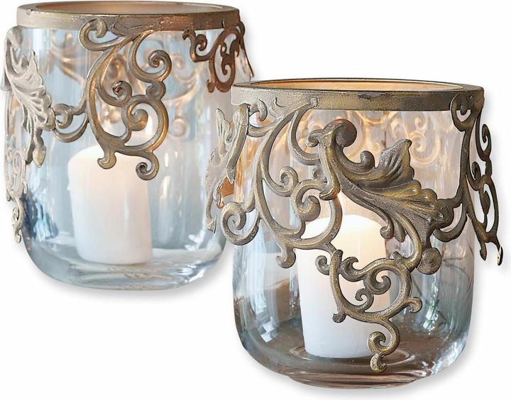 Loberon Windlicht 2er Set Sundini antikgold (2 x, H)