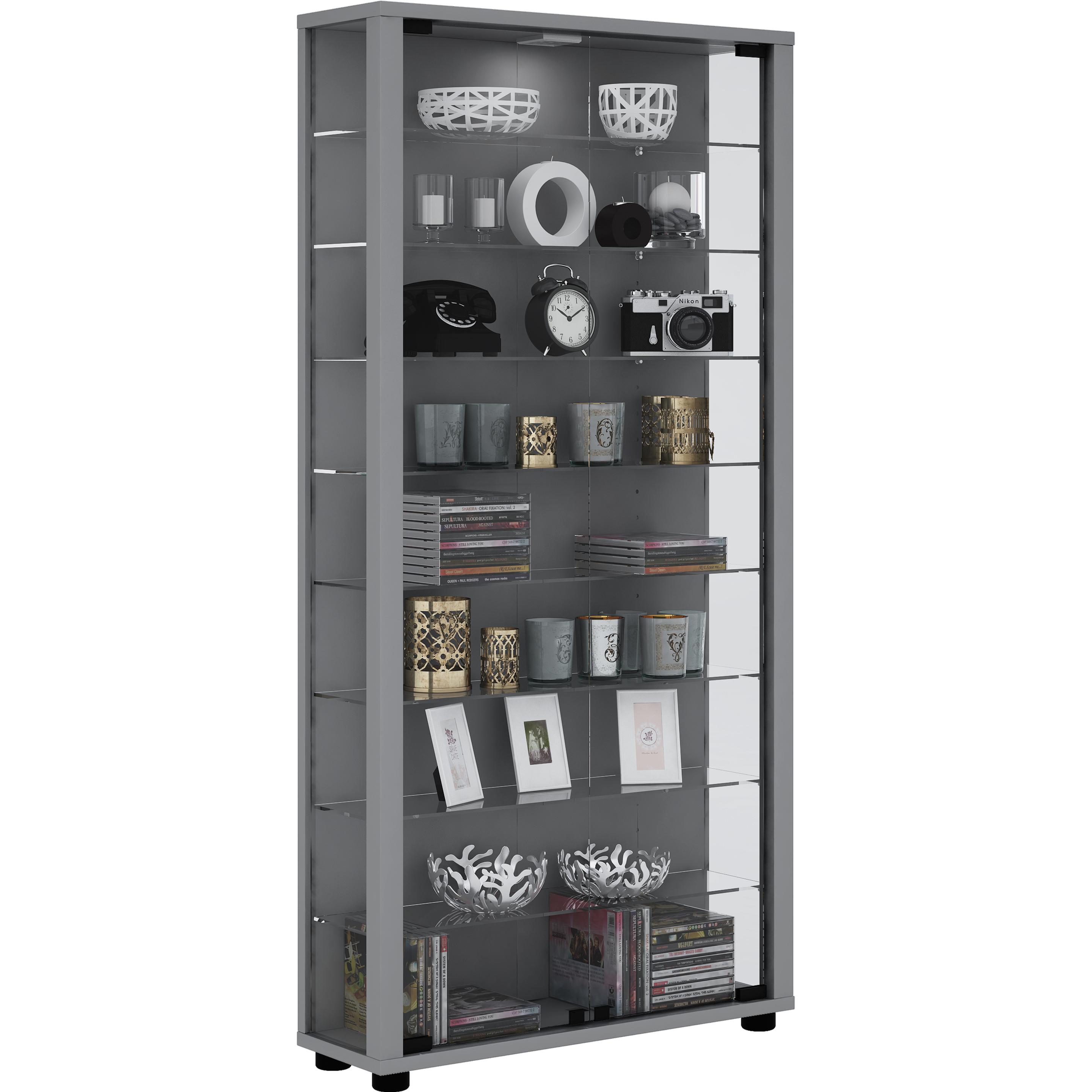 VCM, Vitrine + Buffetschrank, Sammel Stand Vitrine Holz Glas Lumo Maxi (59 x 18 x 113 cm)