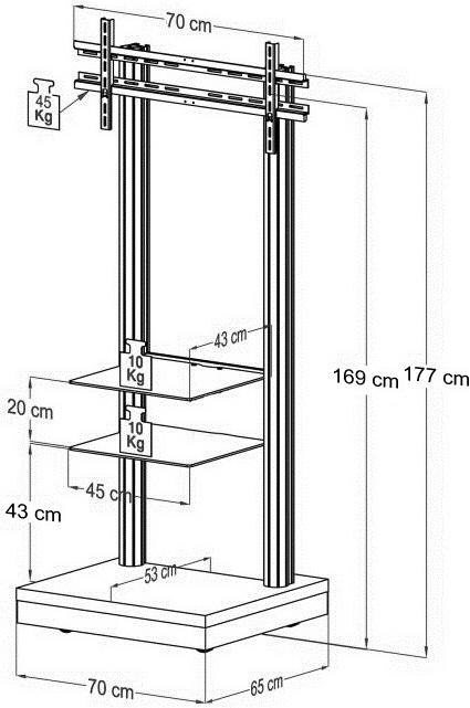 Produktbild VCM Rollwagen TV Ständer Monte Visolo-3 (45 kg, 32" - 70")