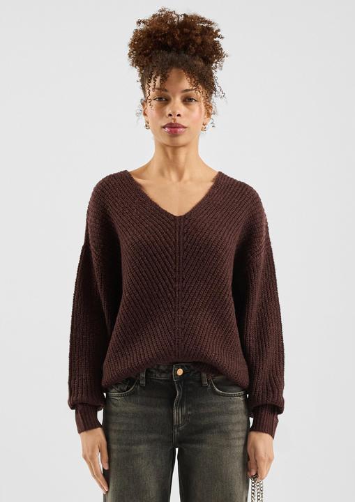 Produktbild s.Oliver Strickpullover Strickpullover mit V-Auschnitt (XXL)