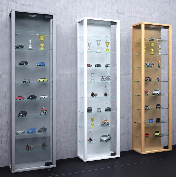 Actual product image VCM Collection stand display case wood glass Edana Maxi (33 x 18 x 115 cm)