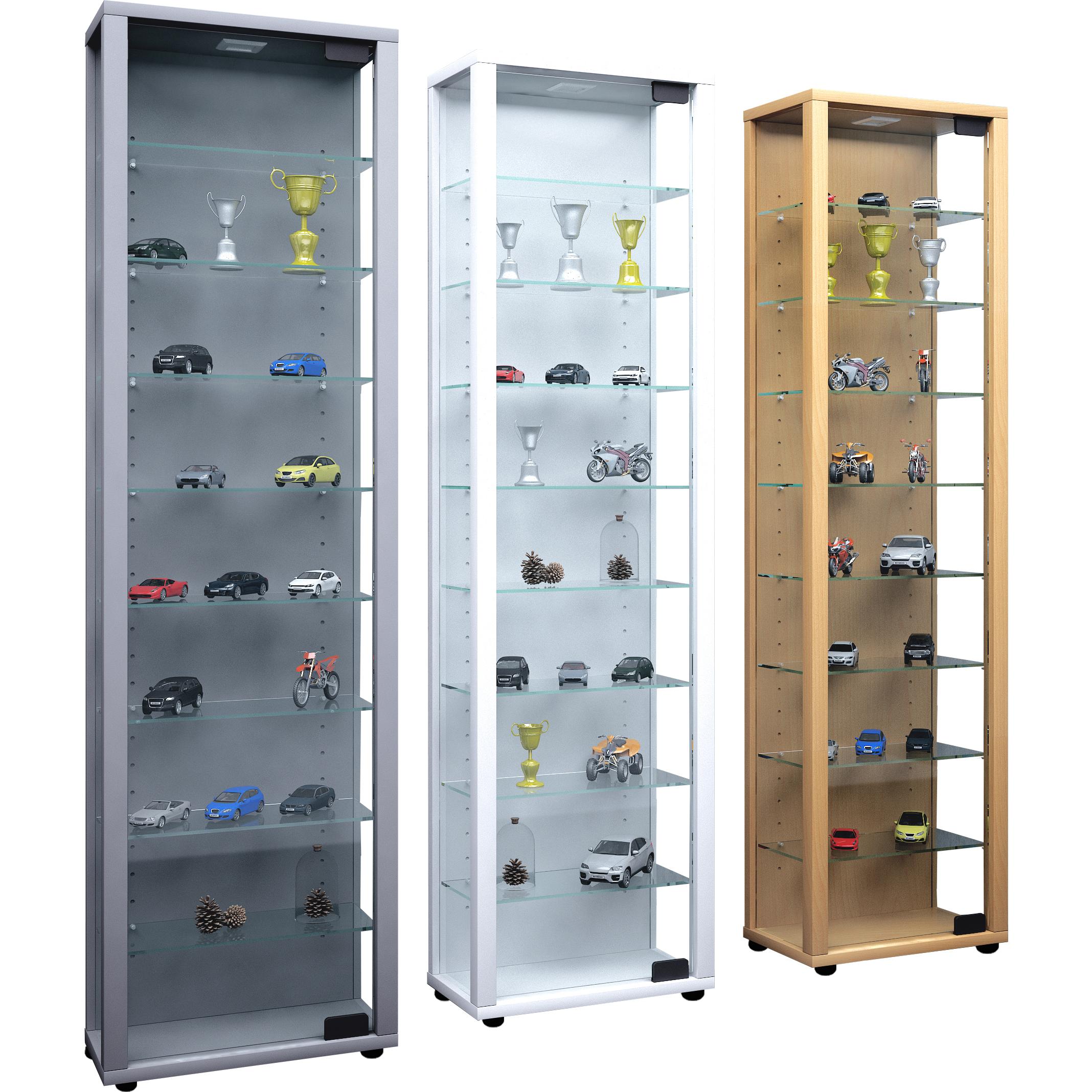 VCM, Vitrine + Buffetschrank, Sammel Stand Vitrine Holz Glas Edana Maxi (33 x 18 x 115 cm)