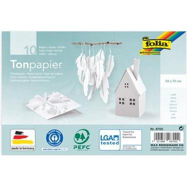 Thumbnail - Folia, Bastelpapier, Tonpapier, (B)500 x (H)700 mm, 130 g/qm, weiá (130 g/m²)